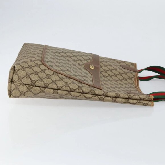 GUCCI GG Supreme Web Sherry Line Tote Bag PVC Beige Gold 89 02 003 Auth 130821 - Picture 6 of 16